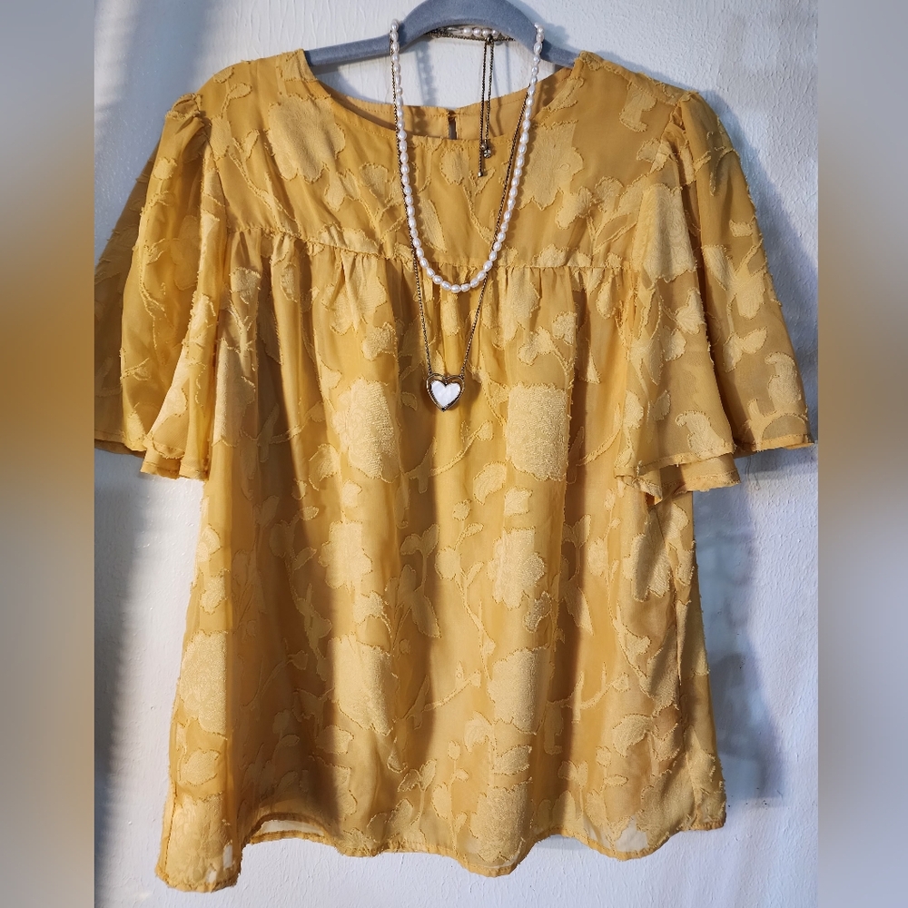 Elegant Yellow Floral Women's Top